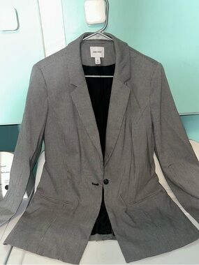 Nine West Black & White Micro-Houndstooth Single-Button Blazer
